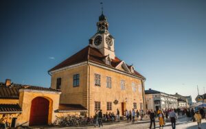 Old Rauma Museum Town Hall in the evening sun.